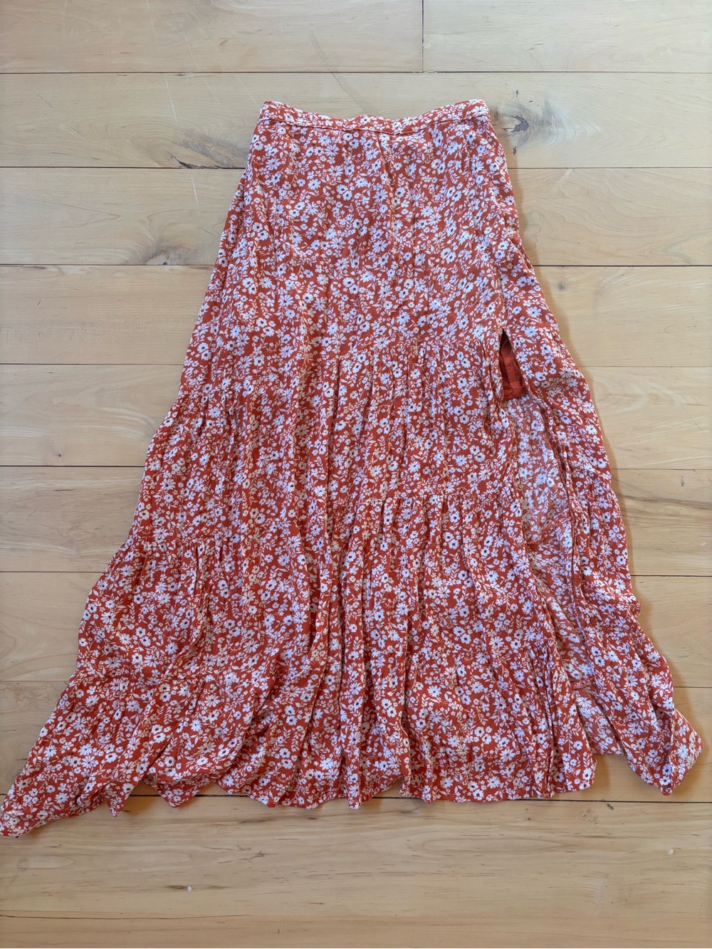 Abercrombie & Fitch Rust Floral Tiered Maxi Skirt